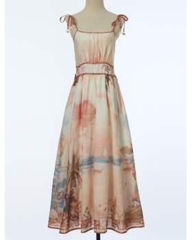 Summer sling swimwear island flair printing dress