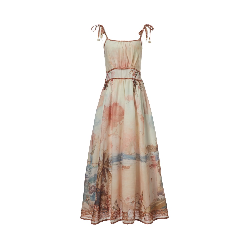 Summer sling swimwear island flair printing dress