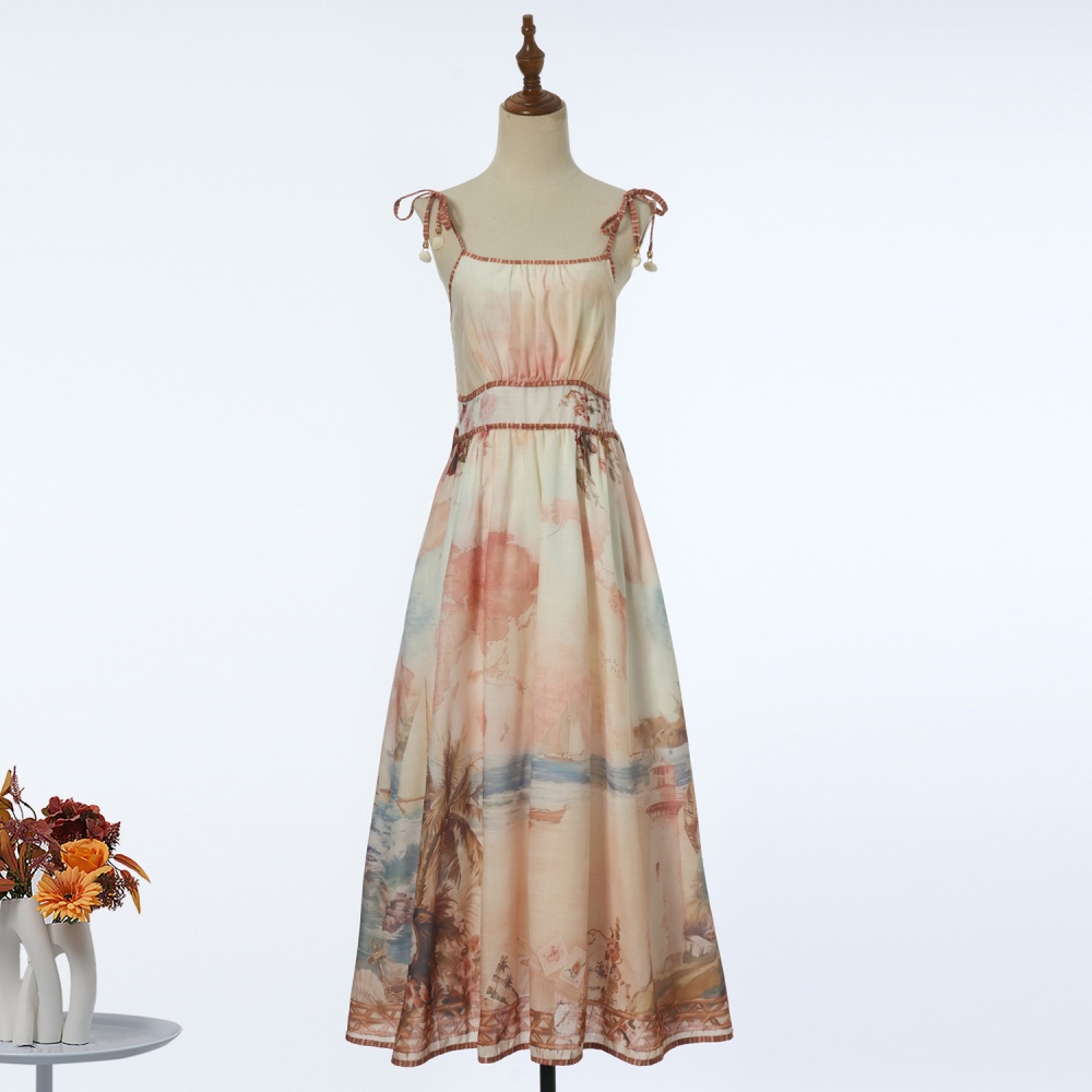 Summer sling swimwear island flair printing dress