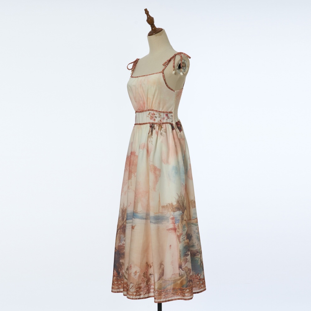 Summer sling swimwear island flair printing dress