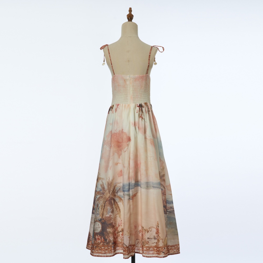 Summer sling swimwear island flair printing dress