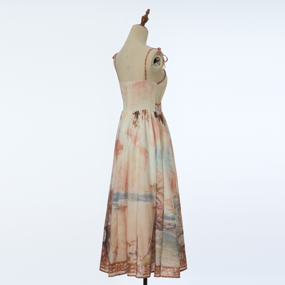 Summer sling swimwear island flair printing dress