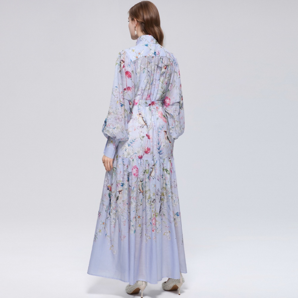 Niche single-breasted long sleeve France style dress