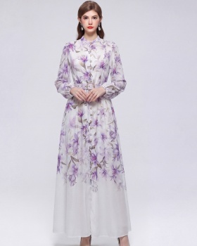 Long sleeve with belt pinched waist commuting dress