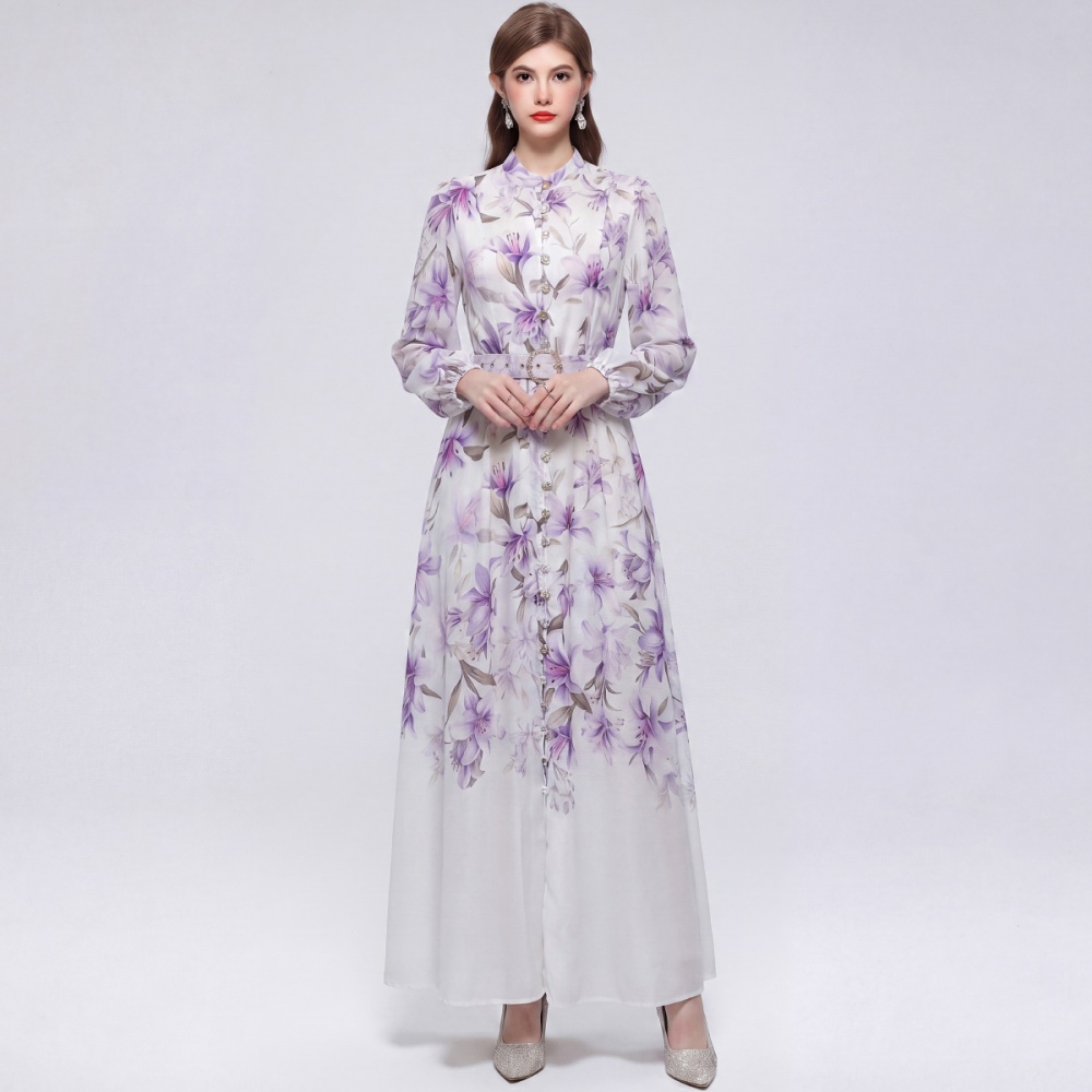 Long sleeve with belt pinched waist commuting dress