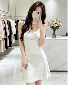 Summer pinched waist dress sleeveless hollow T-back