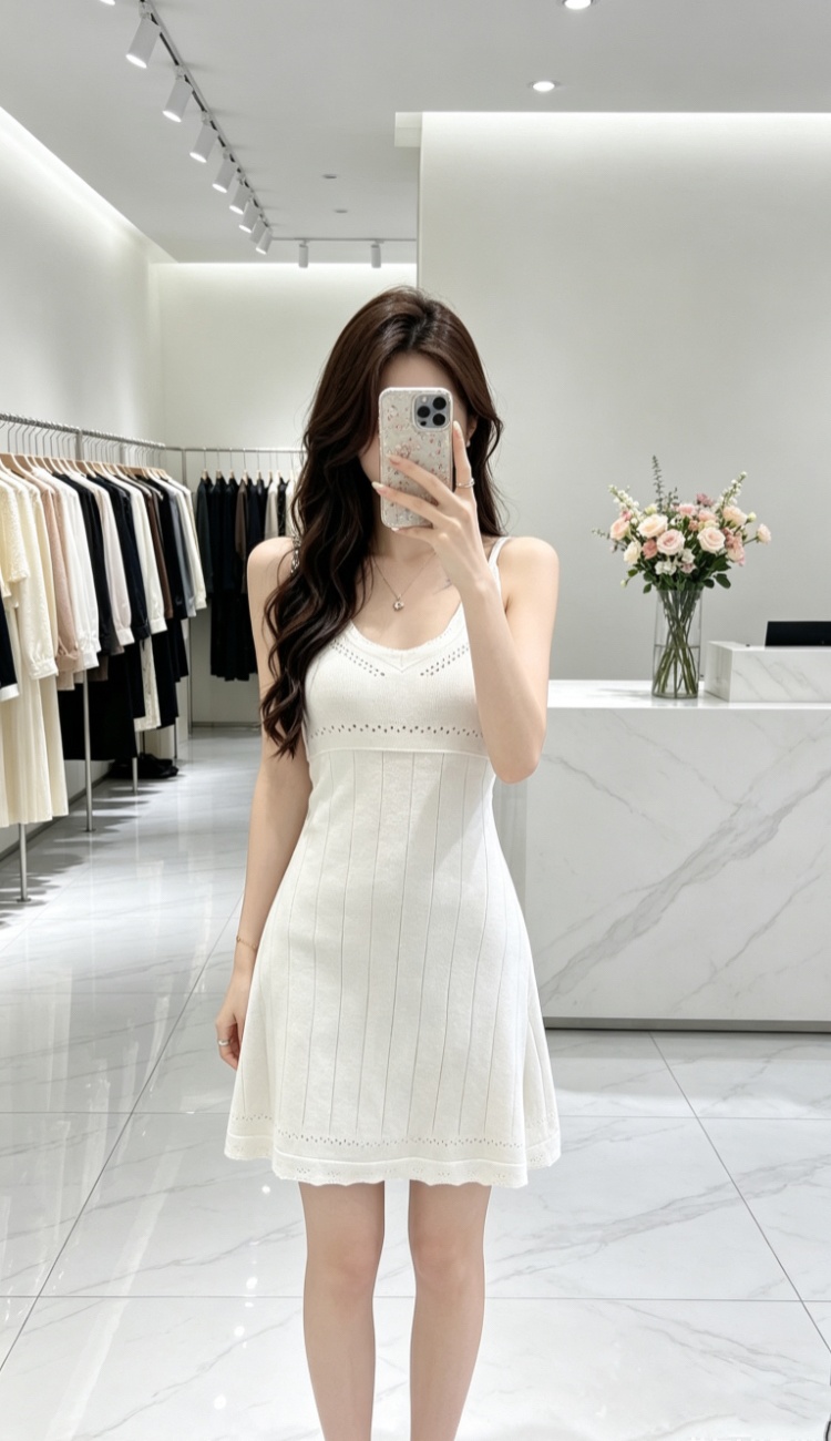 Summer pinched waist dress sleeveless hollow T-back