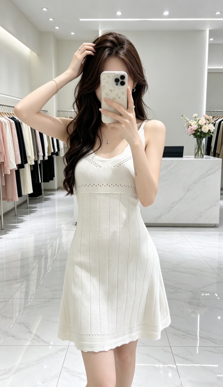 Summer pinched waist dress sleeveless hollow T-back