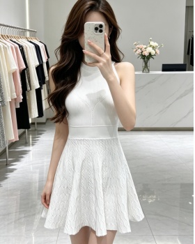 Temperament halter pinched waist knitted slim dress