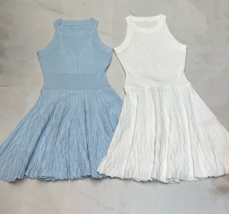 Temperament halter pinched waist knitted slim dress