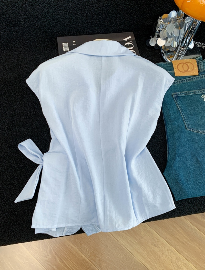 Pinched waist bandage unique shirt summer temperament tops