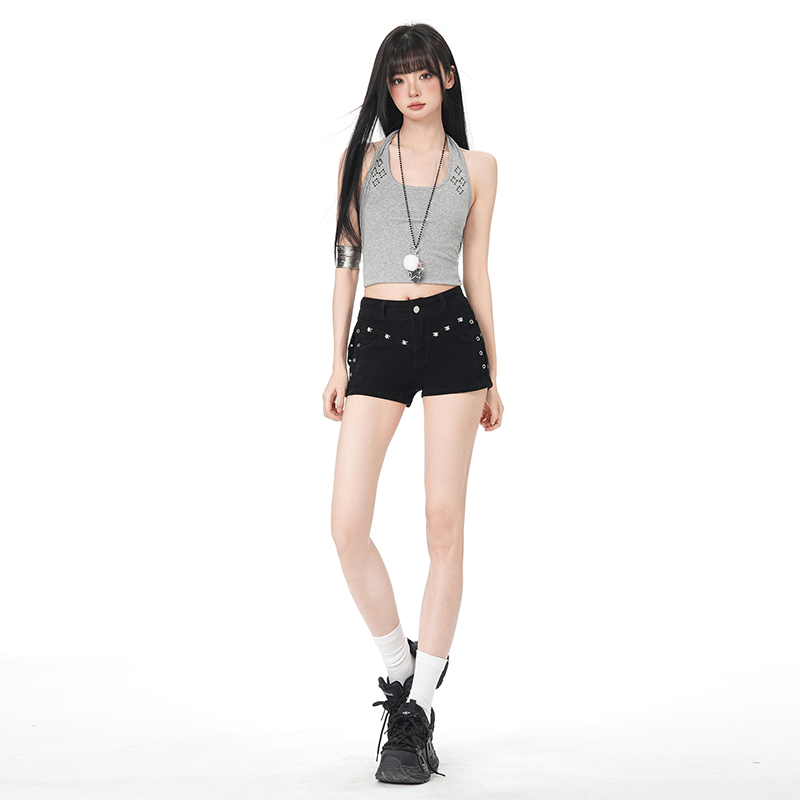 Rivets slim short jeans summer shorts for women