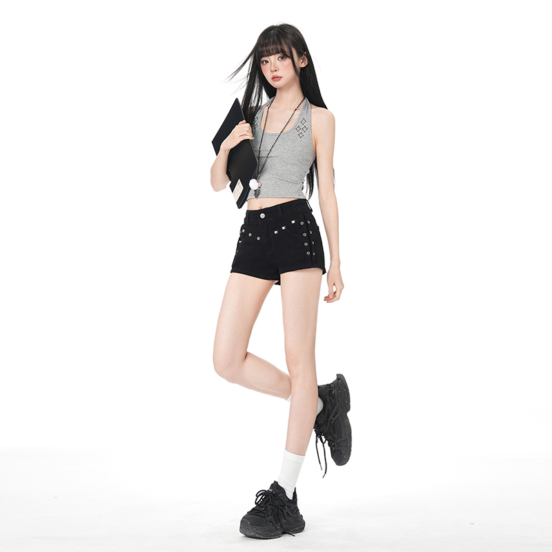 Rivets slim short jeans summer shorts for women