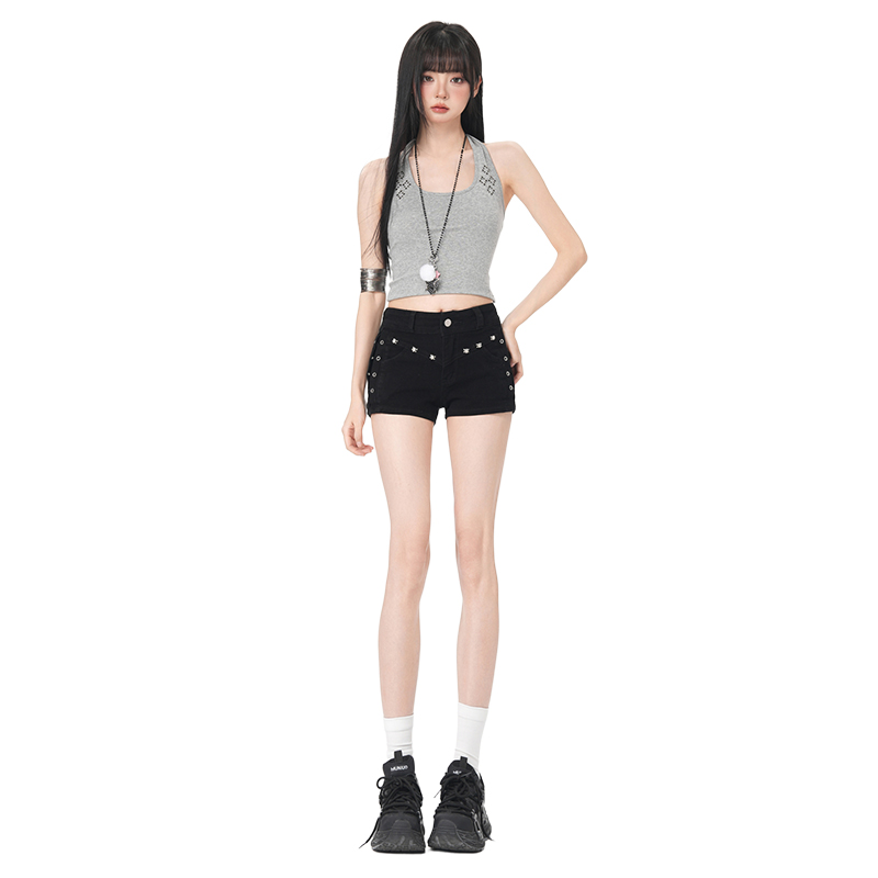 Rivets slim short jeans summer shorts for women