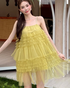 Summer chiffon strap dress gauze pure dress for women