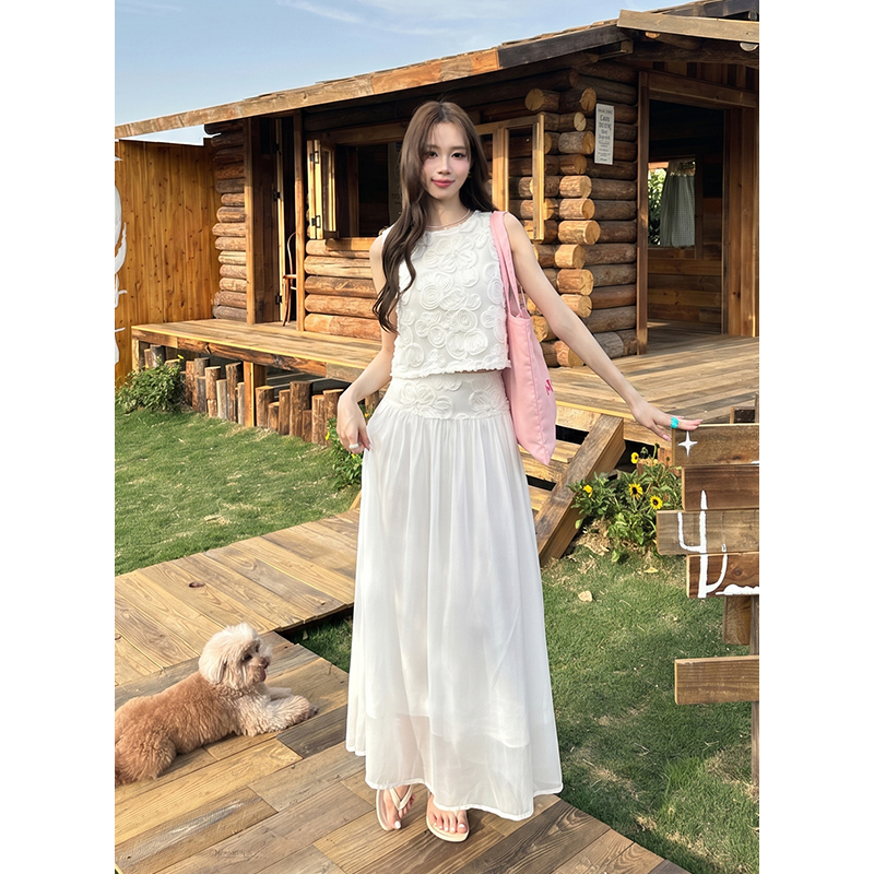 Summer fashion tops elegant France style skirt 2pcs set