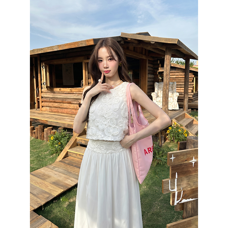 Summer fashion tops elegant France style skirt 2pcs set