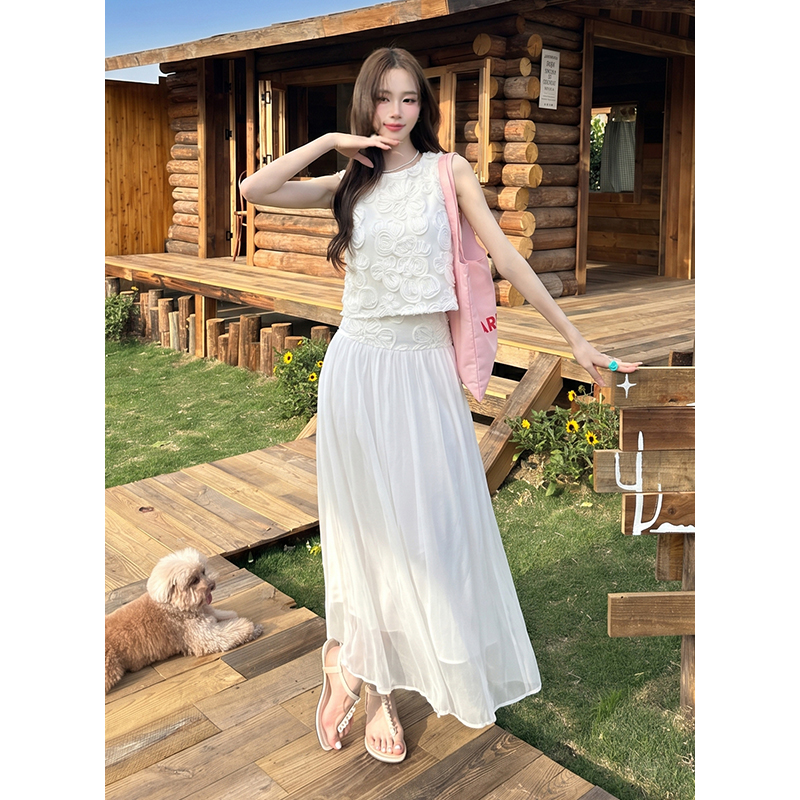 Summer fashion tops elegant France style skirt 2pcs set