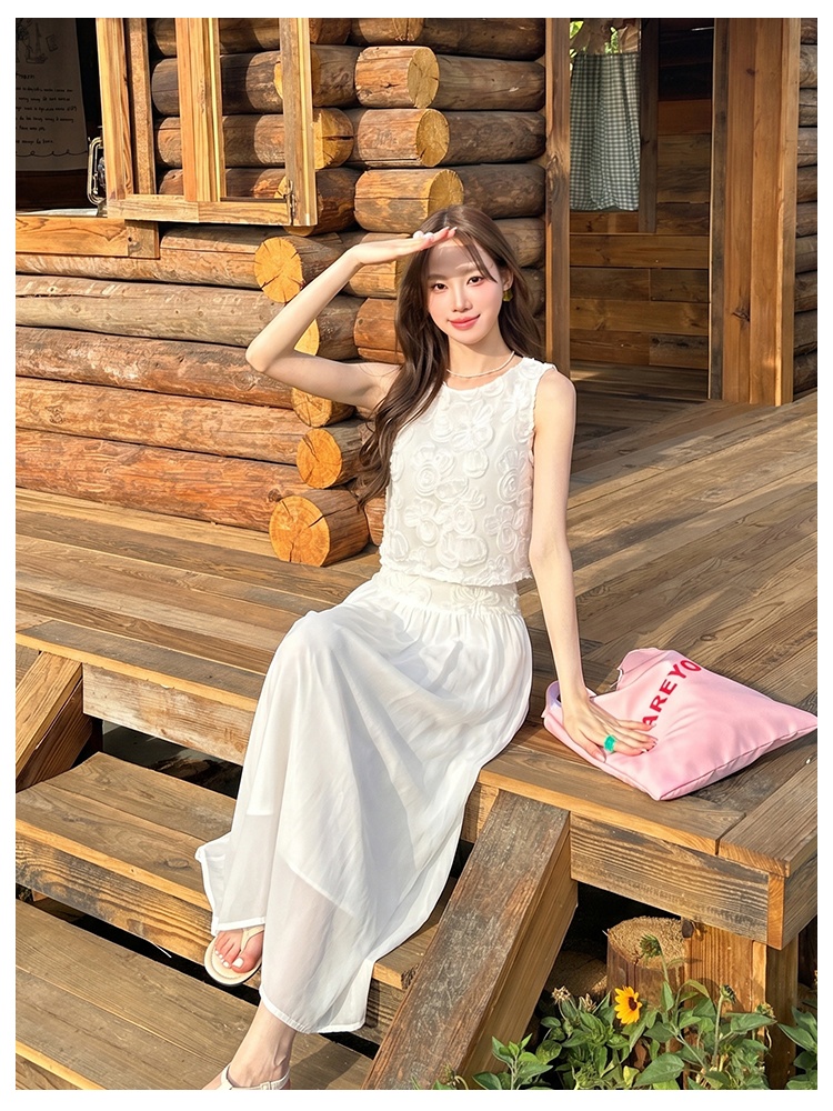 Summer fashion tops elegant France style skirt 2pcs set