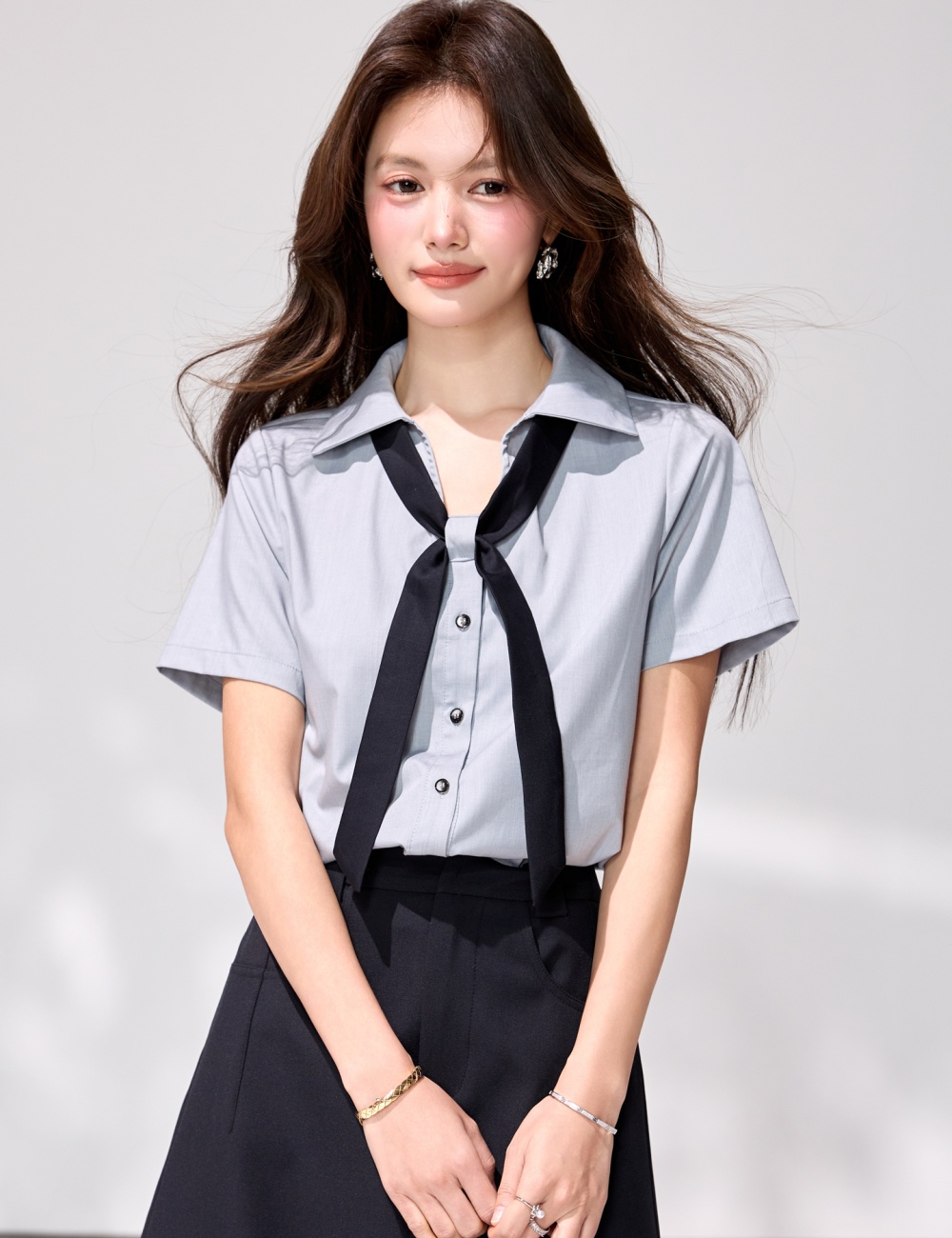 Commuting streamer uniform college style summer shirt