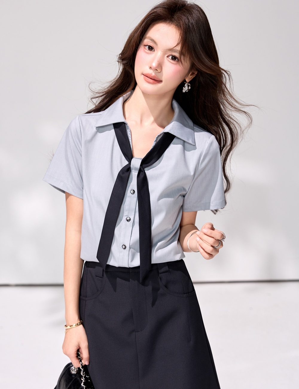 Commuting streamer uniform college style summer shirt