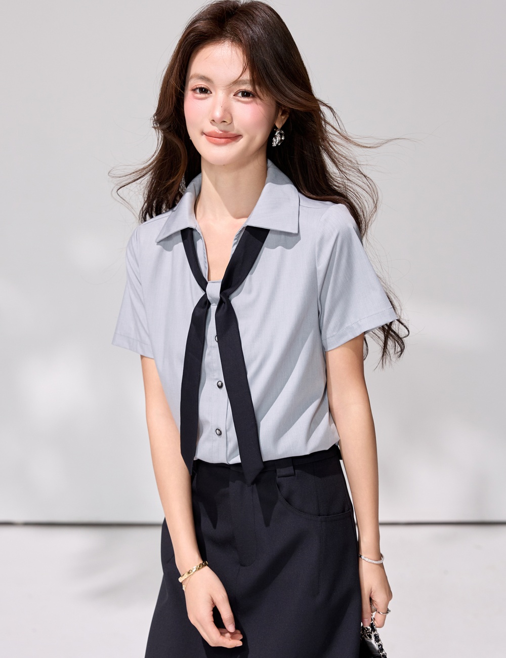 Commuting streamer uniform college style summer shirt