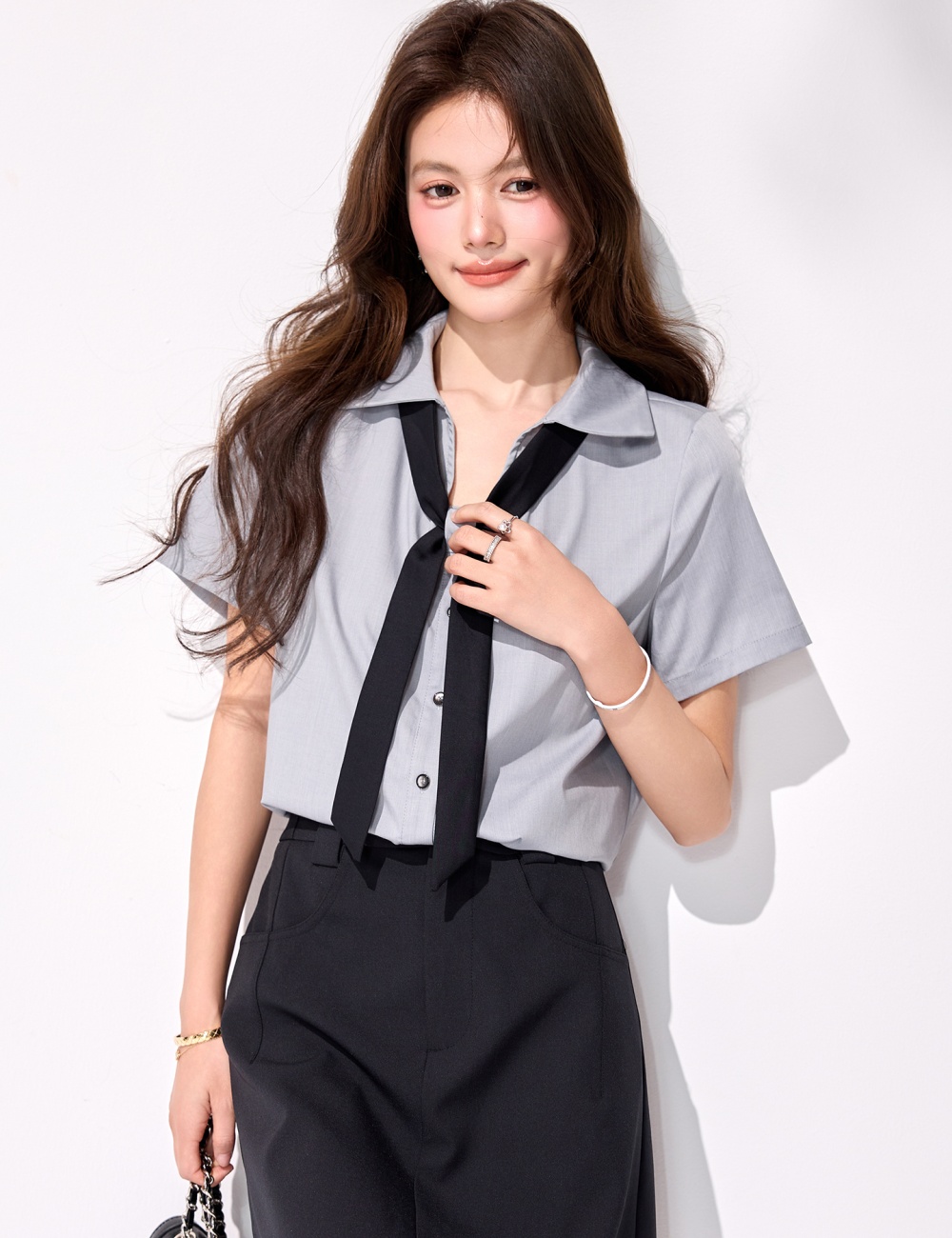Commuting streamer uniform college style summer shirt