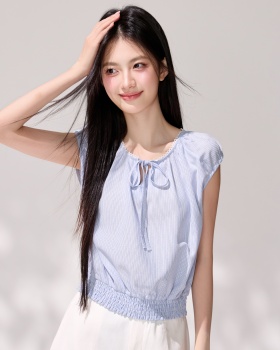Puff sleeve slim chiffon shirt tender tops for women