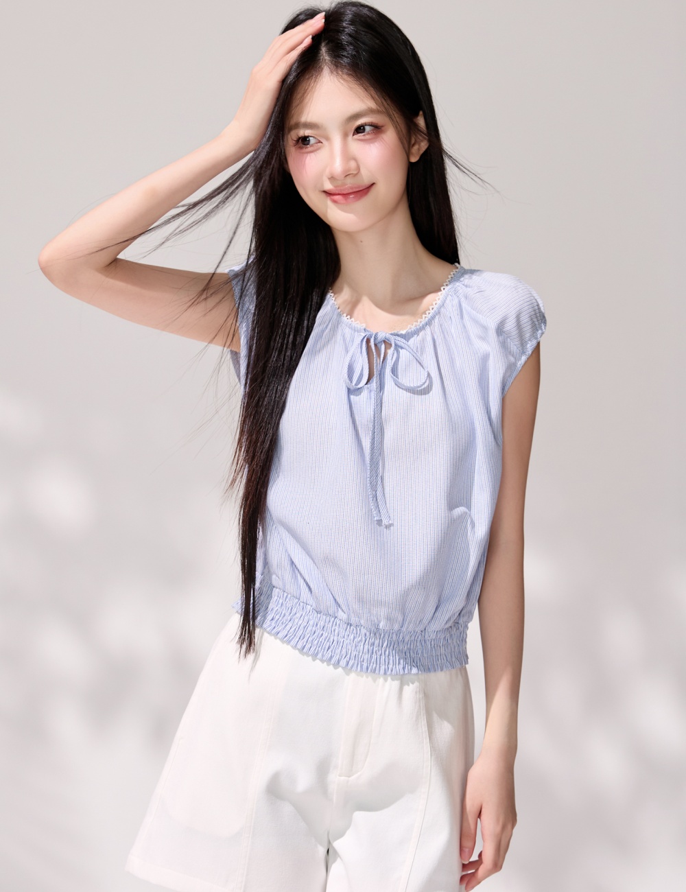 Puff sleeve slim chiffon shirt tender tops for women