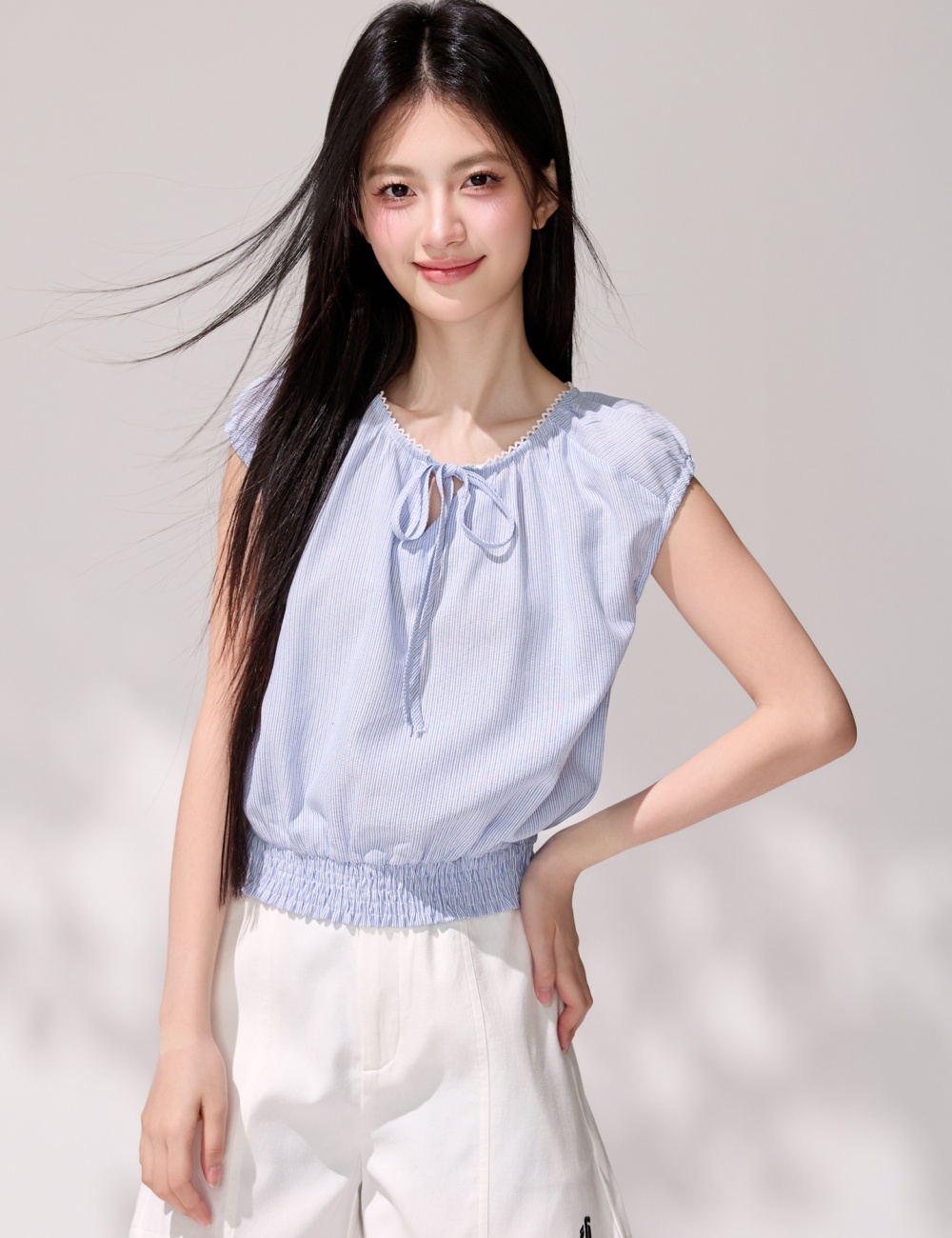 Puff sleeve slim chiffon shirt tender tops for women