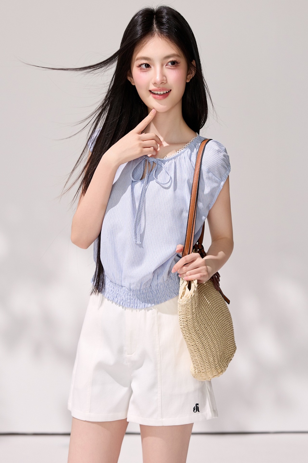 Puff sleeve slim chiffon shirt tender tops for women