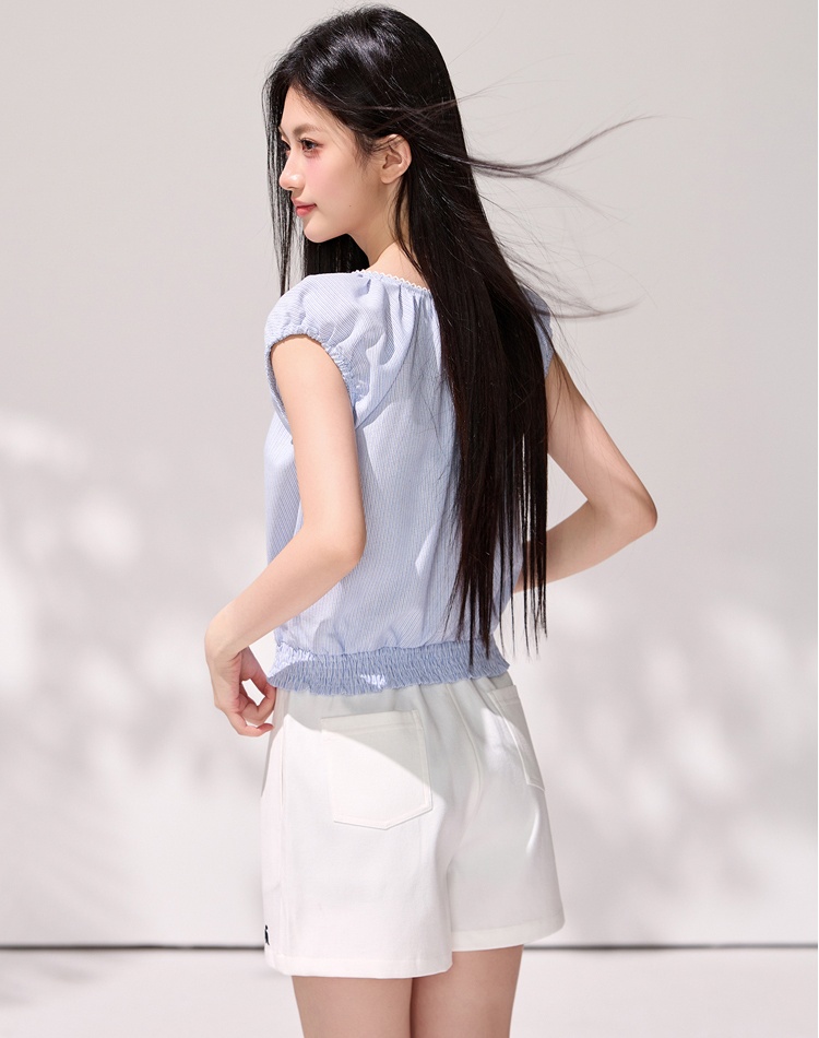Puff sleeve slim chiffon shirt tender tops for women