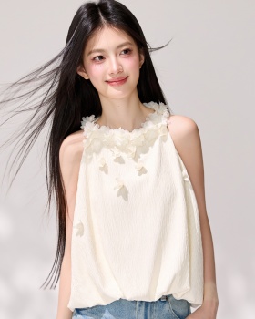 Wood ear halter sleeveless chiffon shirt tender slim tops