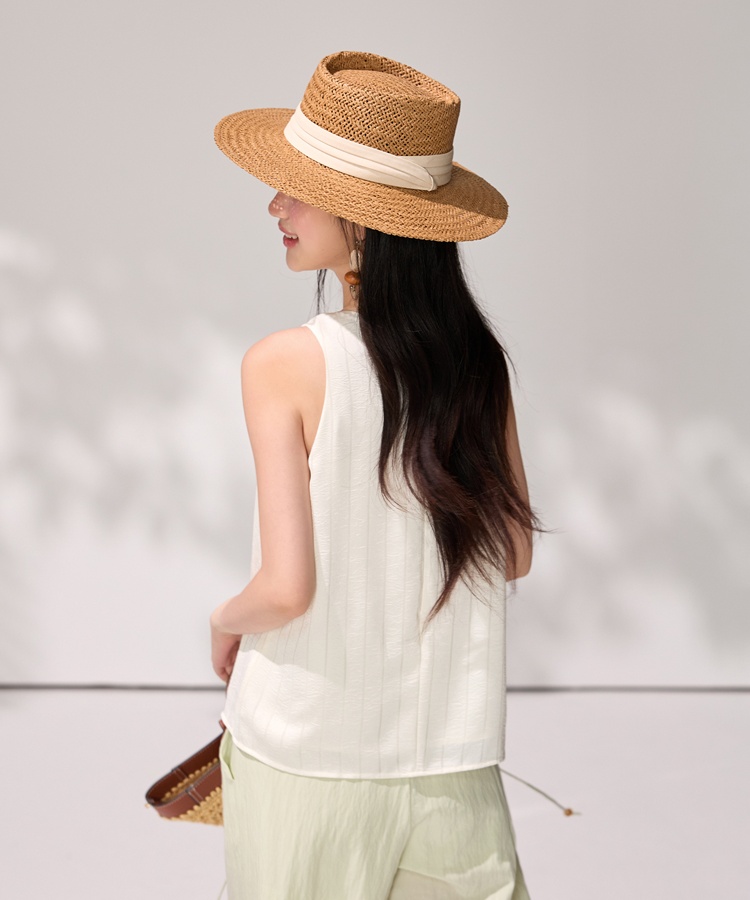 France style beige tops tender drape vest for women