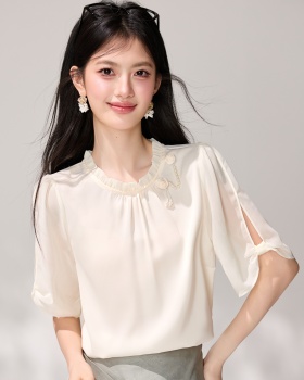 Split slim chiffon shirt short sleeve temperament shirt