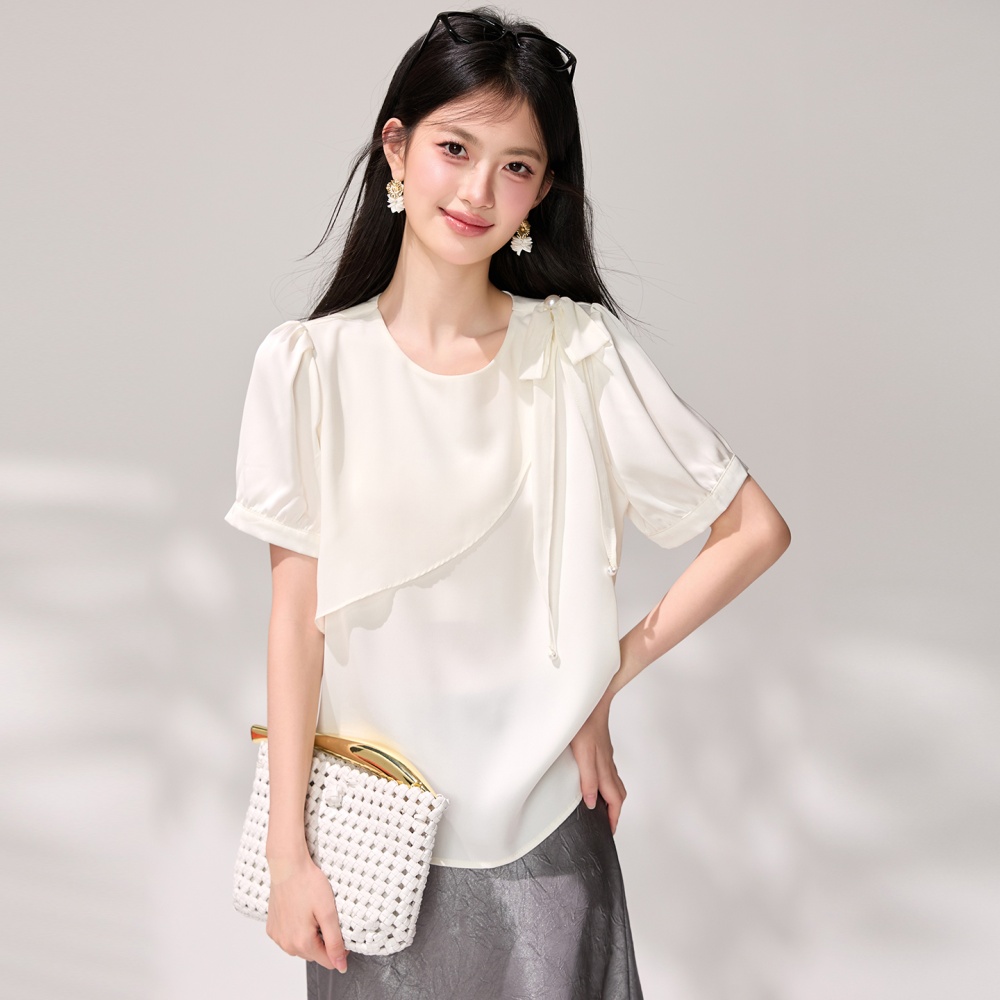 Short sleeve summer tops lotus leaf edges irregular shirt