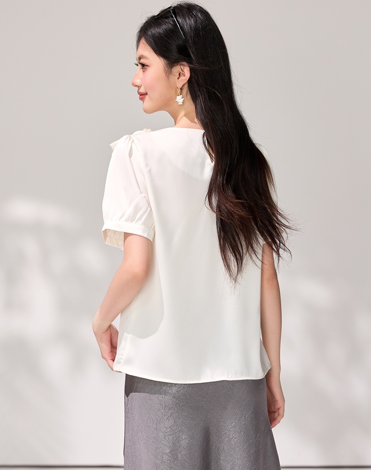 Short sleeve summer tops lotus leaf edges irregular shirt