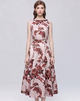 France style sleeveless stereoscopic high waist dress