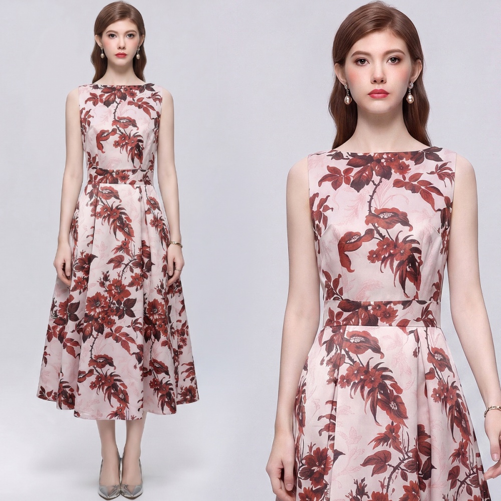France style sleeveless stereoscopic high waist dress