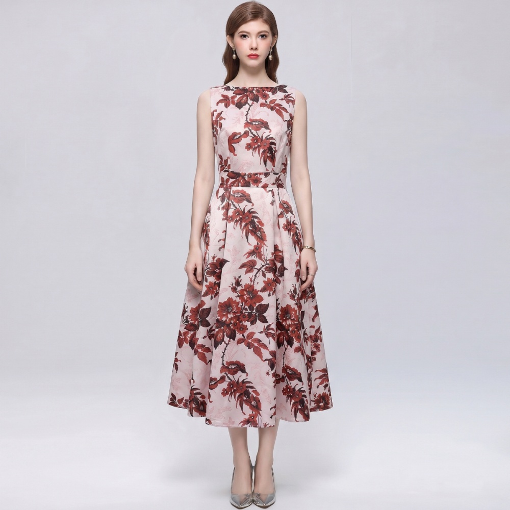 France style sleeveless stereoscopic high waist dress