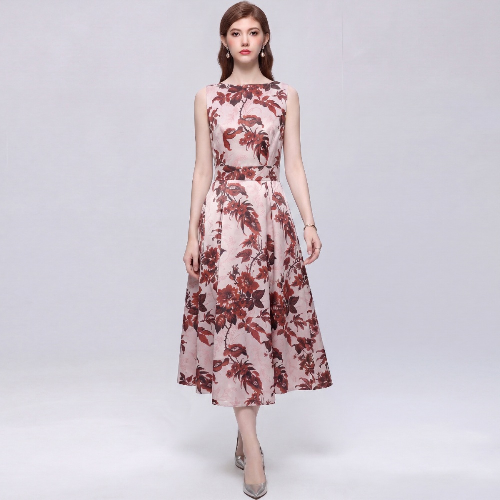 France style sleeveless stereoscopic high waist dress