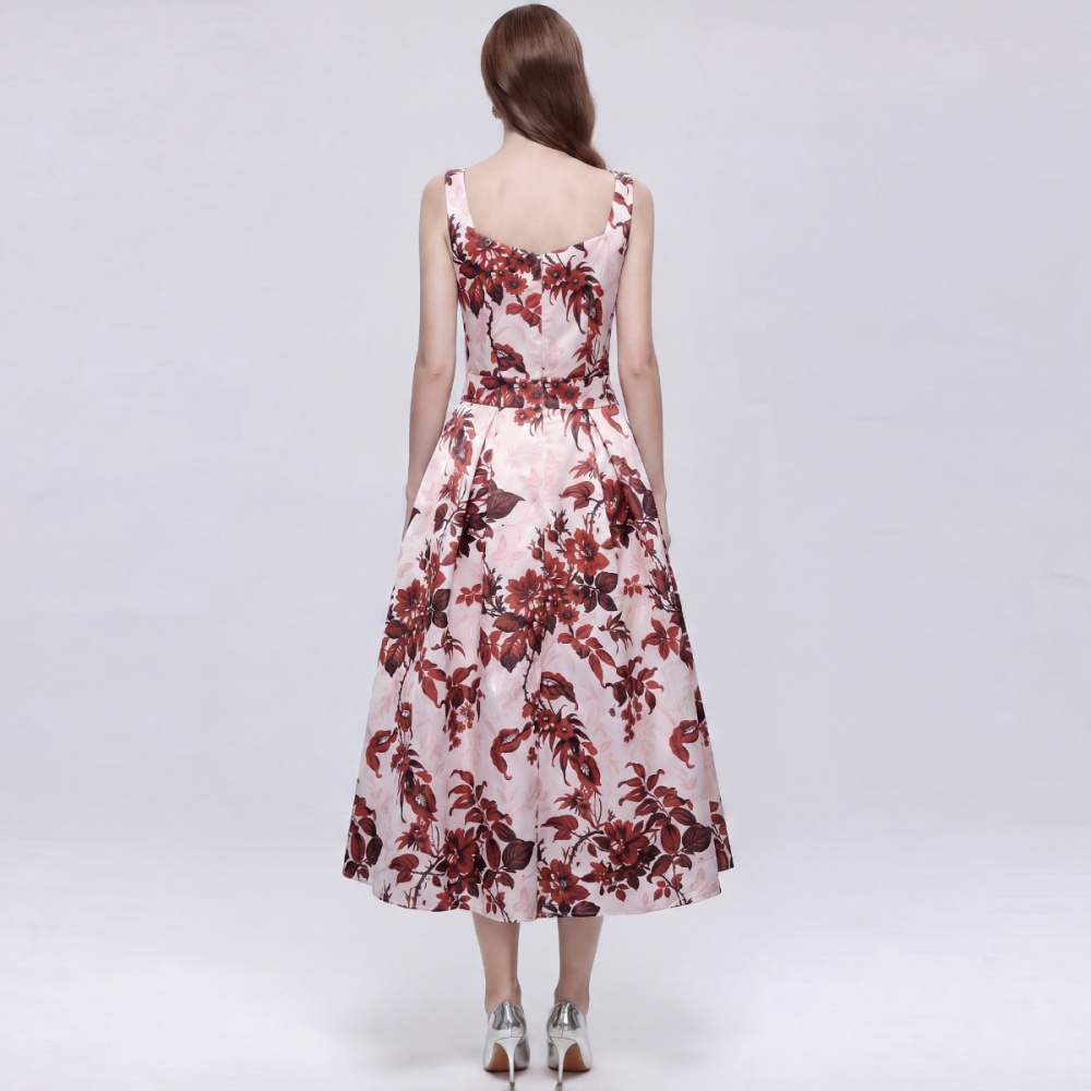 France style sleeveless stereoscopic high waist dress