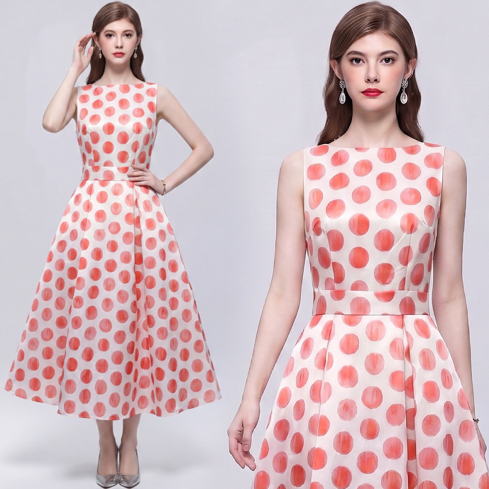 High waist France style clipping stereoscopic printing dress