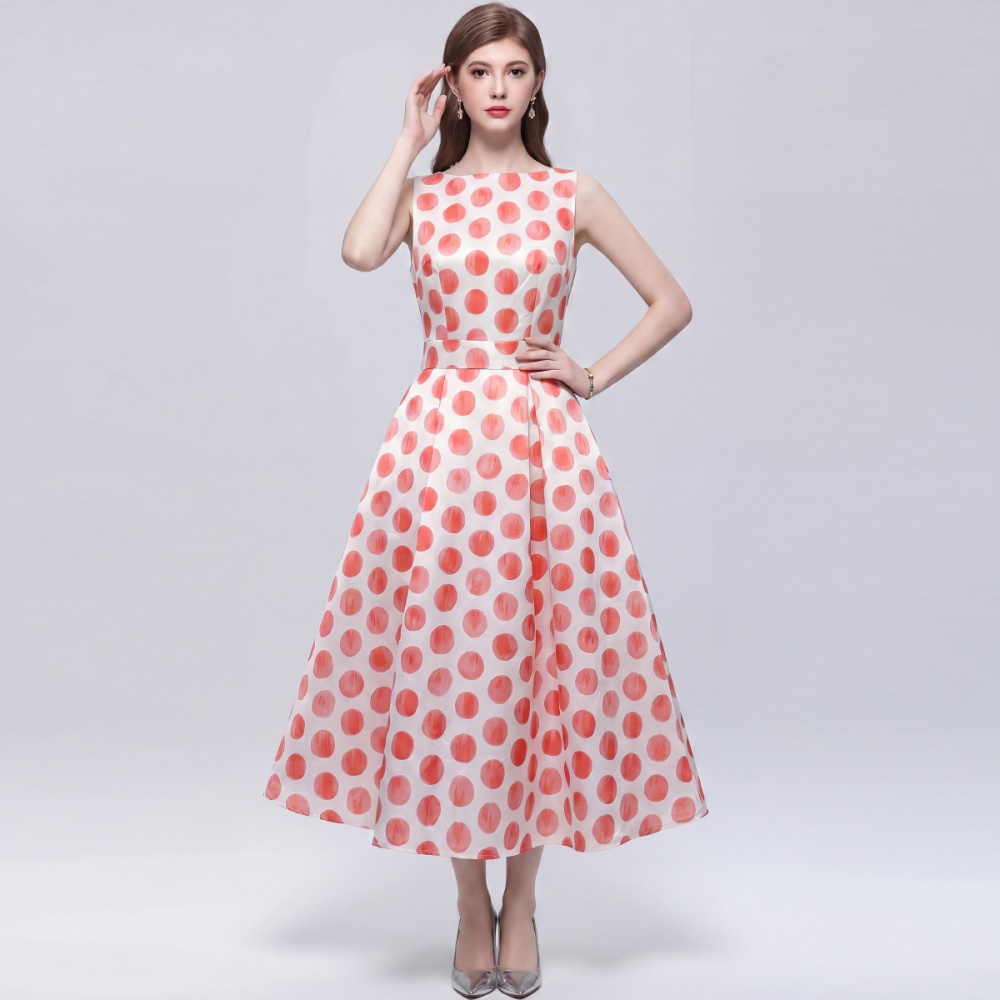 High waist France style clipping stereoscopic printing dress