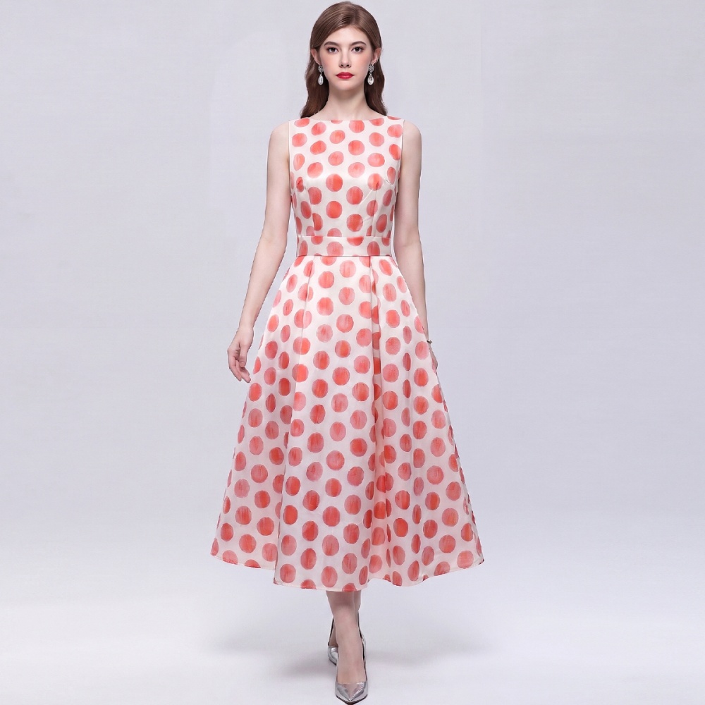 High waist France style clipping stereoscopic printing dress