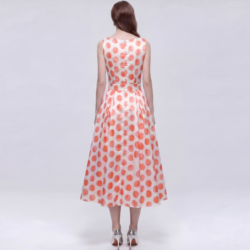 High waist France style clipping stereoscopic printing dress