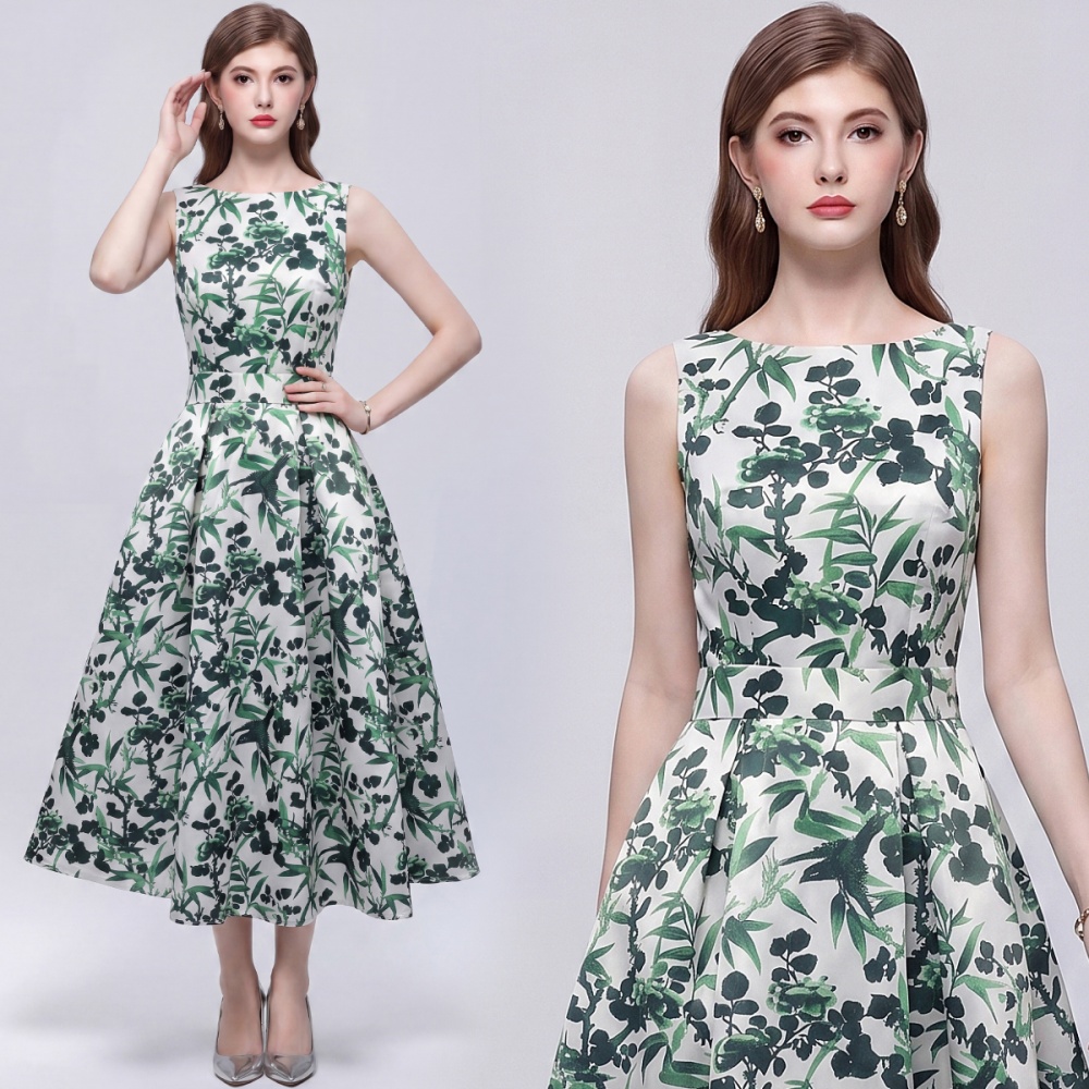 Pinched waist France style A-line stereoscopic dress