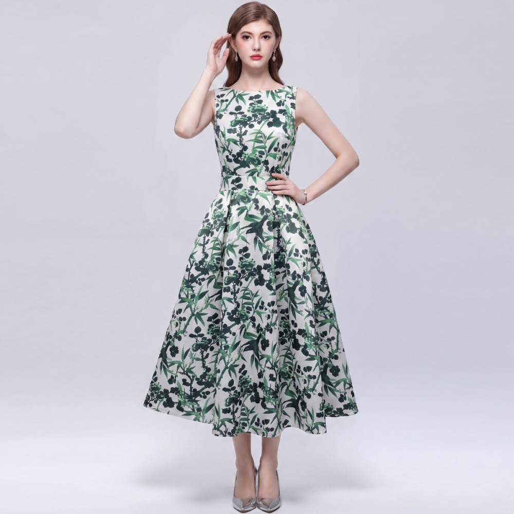 Pinched waist France style A-line stereoscopic dress