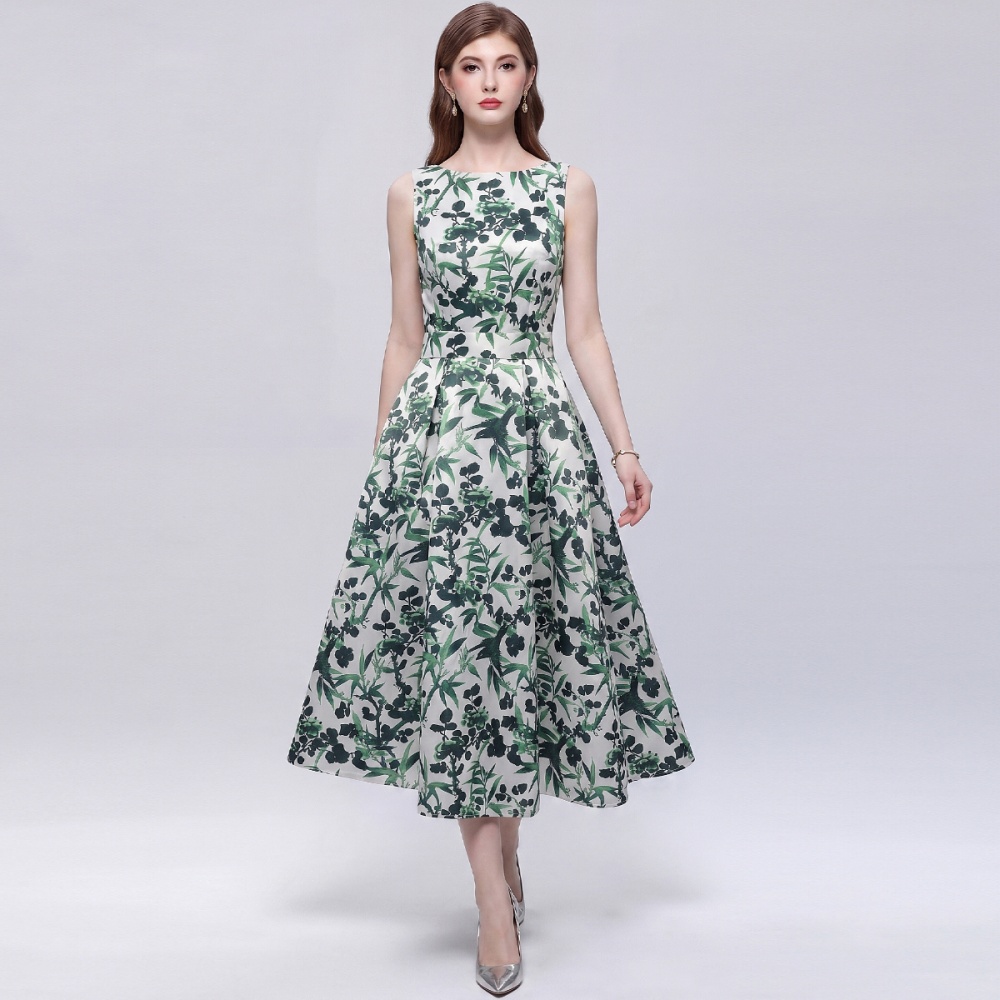 Pinched waist France style A-line stereoscopic dress