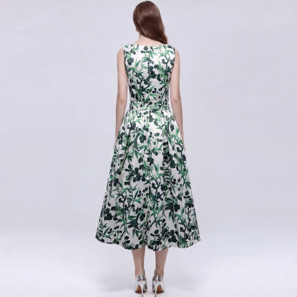 Pinched waist France style A-line stereoscopic dress